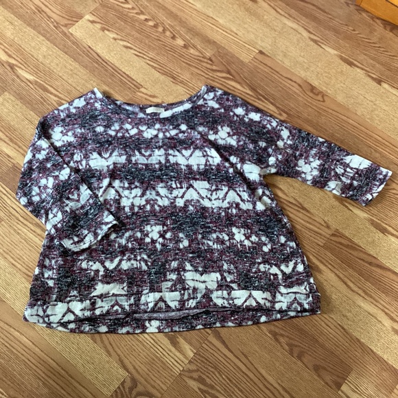 Front of Closet Maroon, Black & Cream Lightweight Semi Sheer Knit Tunic 3X - Picture 1 of 5